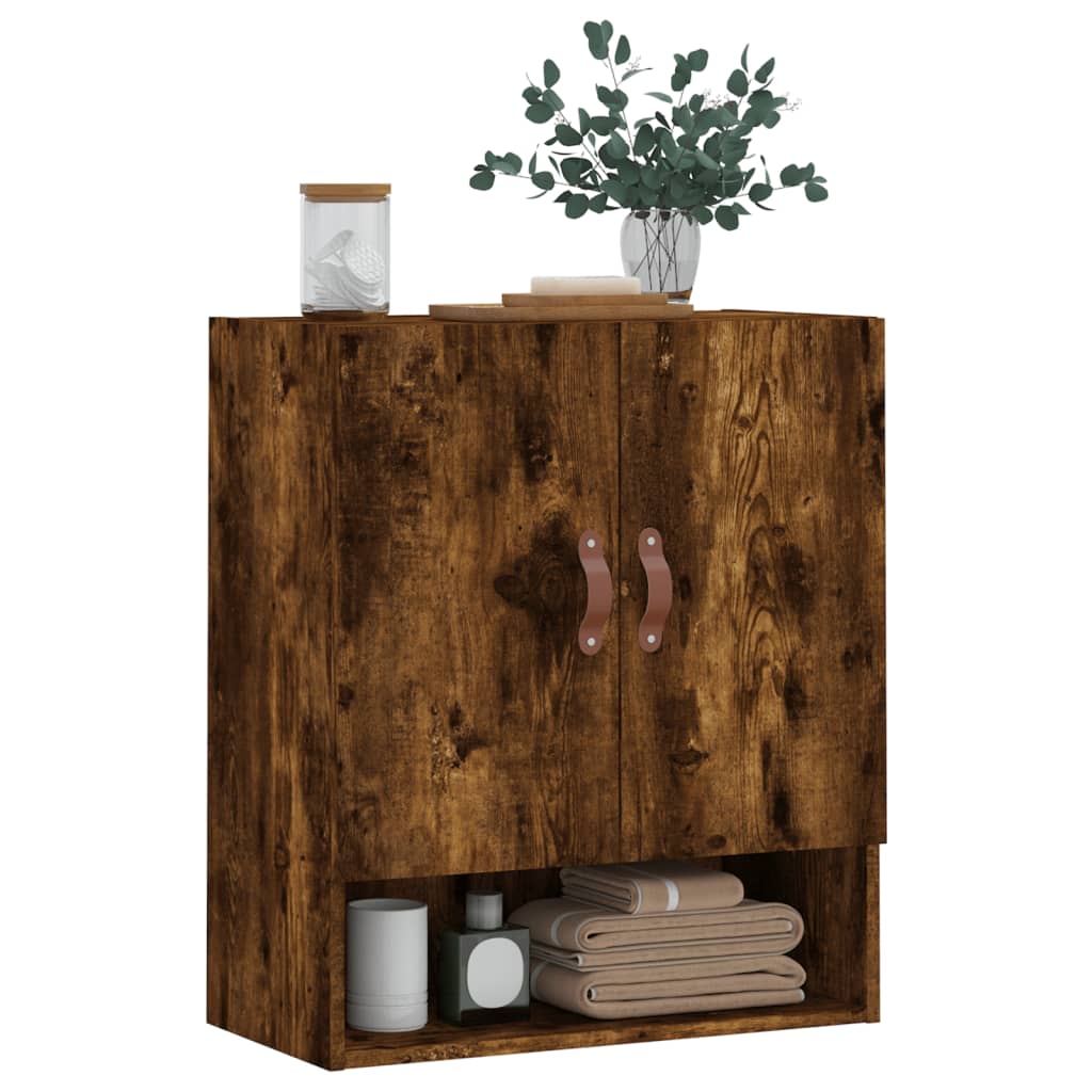 Wandkast 60x31x70 cm bewerkt hout gerookt eikenkleurig is nu te koop bij PeponiXL, paradijselijk wonen!