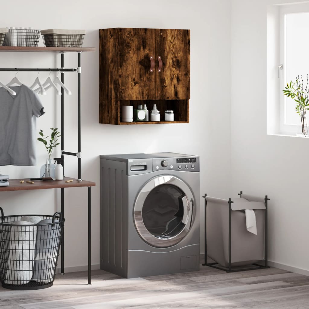 Wandkast 60x31x70 cm bewerkt hout gerookt eikenkleurig is nu te koop bij PeponiXL, paradijselijk wonen!