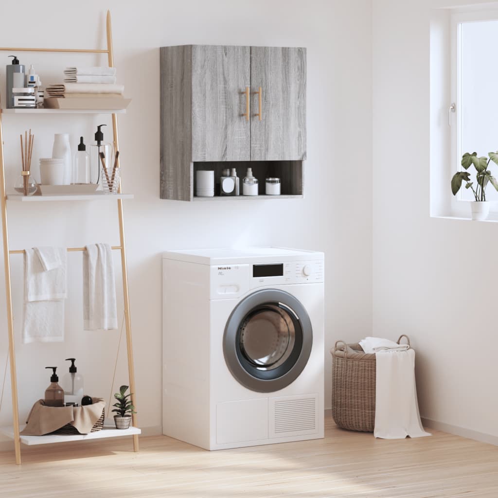 Wandkast 60x31x70 cm bewerkt hout grijs sonoma eikenkleurig is nu te koop bij PeponiXL, paradijselijk wonen!