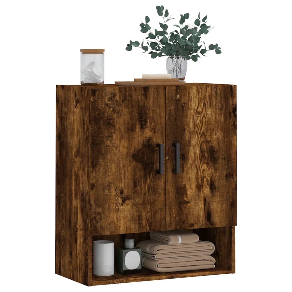 Wandkast 60x31x70 cm bewerkt hout gerookt eikenkleurig is nu te koop bij PeponiXL, paradijselijk wonen!