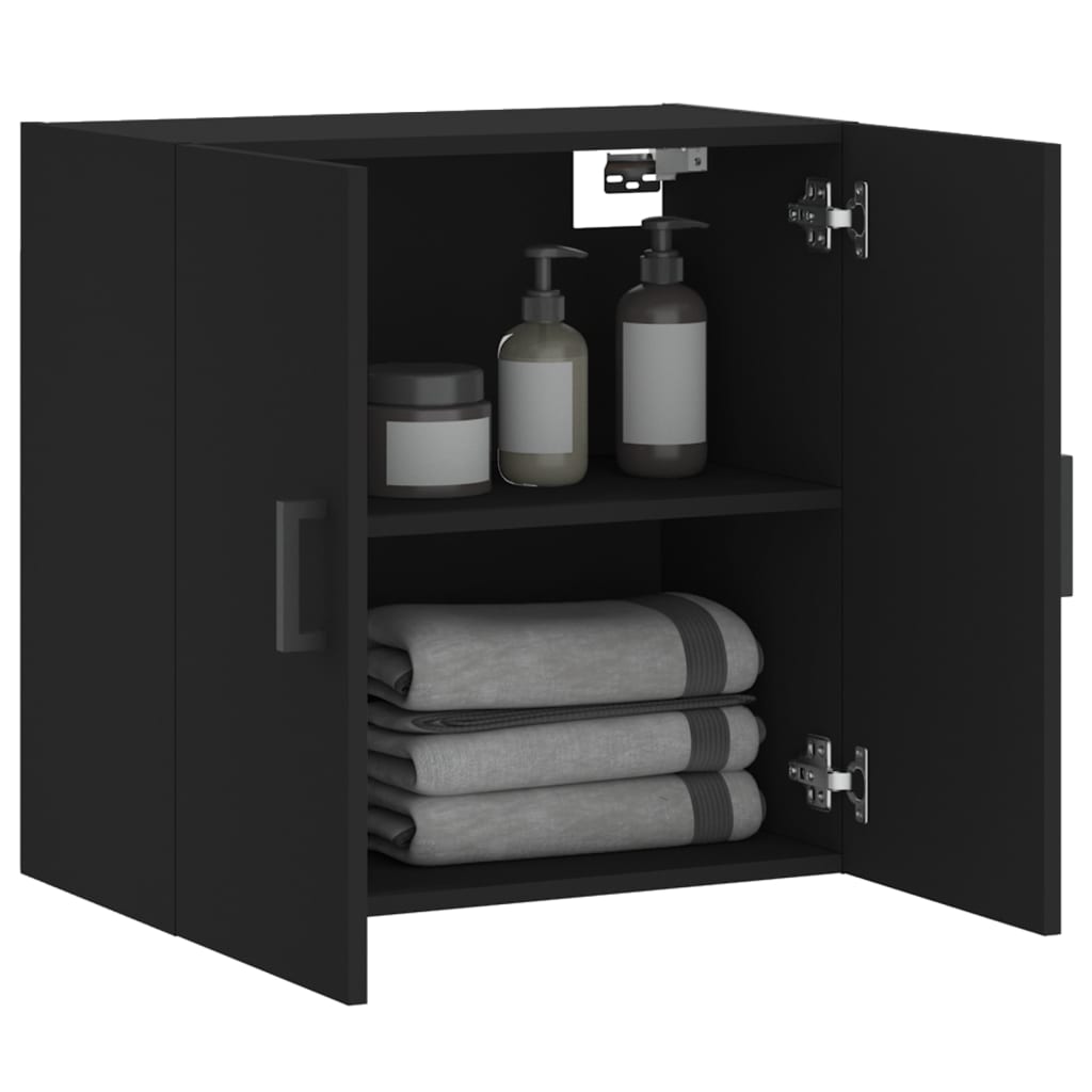 Wandkast 60x31x60 cm bewerkt hout zwart is nu te koop bij PeponiXL, paradijselijk wonen!