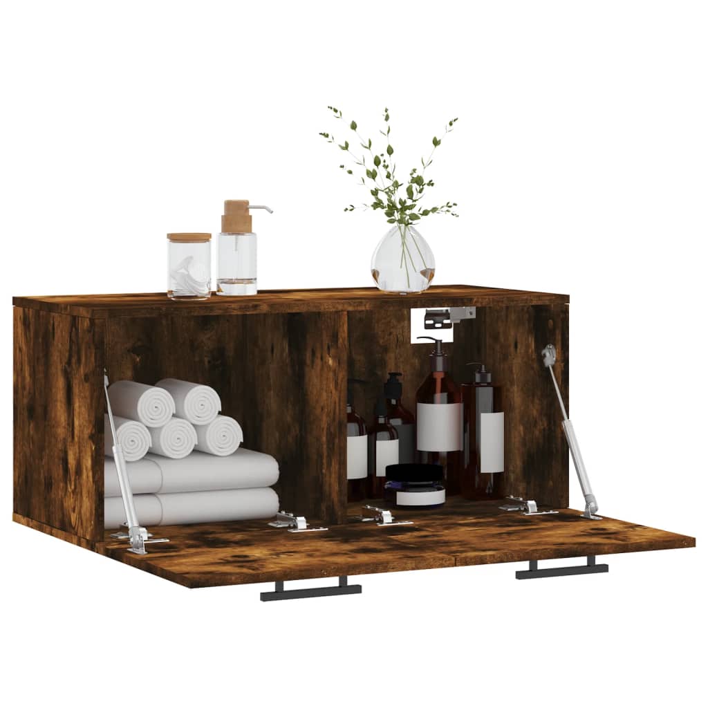 Wandkast 80x36,5x35 cm bewerkt hout gerookt eikenkleurig is nu te koop bij PeponiXL, paradijselijk wonen!
