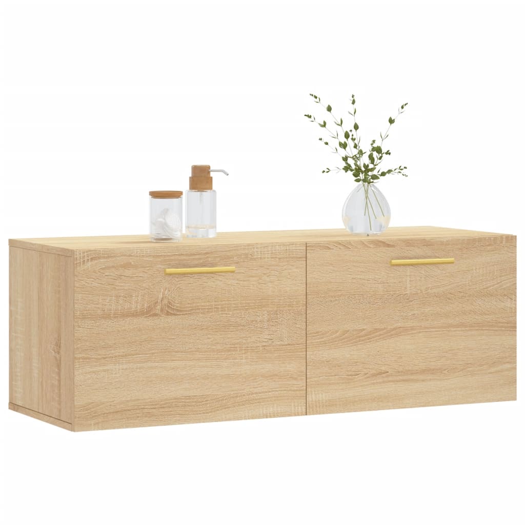 Wandkast 100x36,5x35 cm bewerkt hout sonoma eikenkleurig is nu te koop bij PeponiXL, paradijselijk wonen!