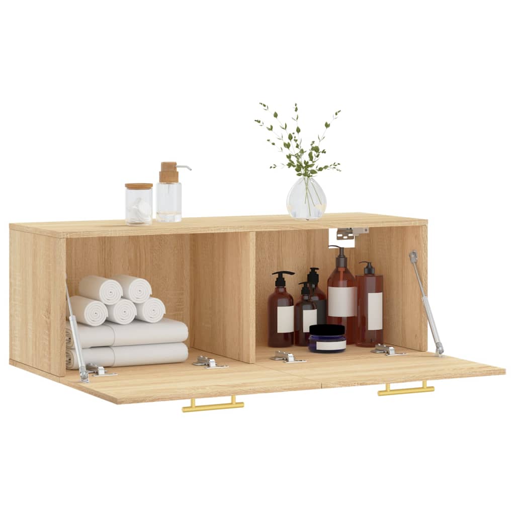 Wandkast 100x36,5x35 cm bewerkt hout sonoma eikenkleurig is nu te koop bij PeponiXL, paradijselijk wonen!