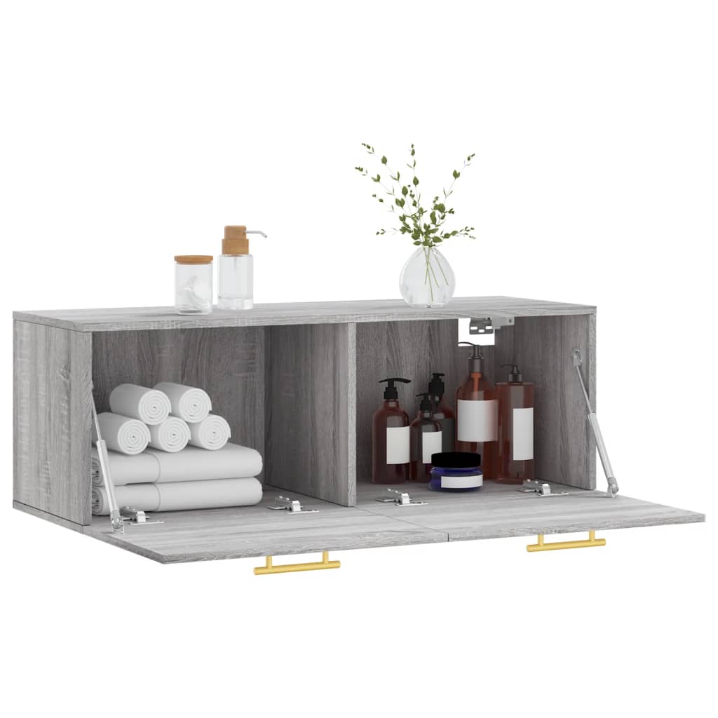 Wandkast 100x36,5x35 cm bewerkt hout grijs sonoma eikenkleurig is nu te koop bij PeponiXL, paradijselijk wonen!