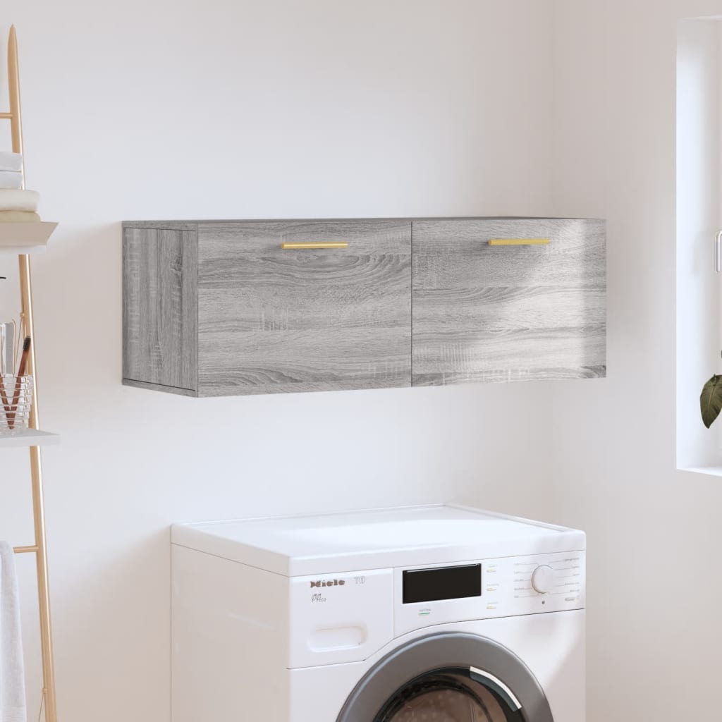Wandkast 100x36,5x35 cm bewerkt hout grijs sonoma eikenkleurig is nu te koop bij PeponiXL, paradijselijk wonen!
