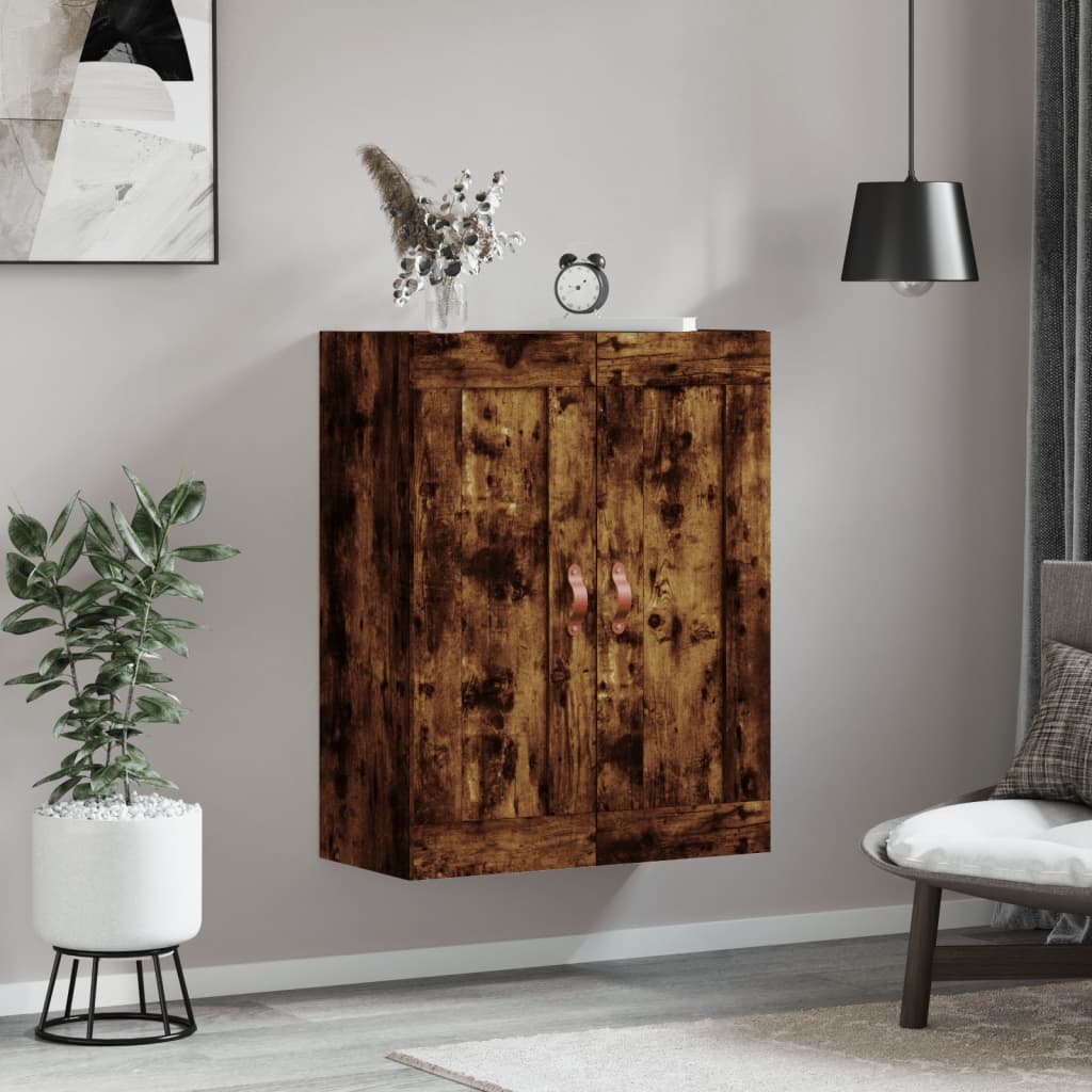 Wandkast 69,5x34x90 cm bewerkt hout gerookt eikenkleurig is nu te koop bij PeponiXL, paradijselijk wonen!