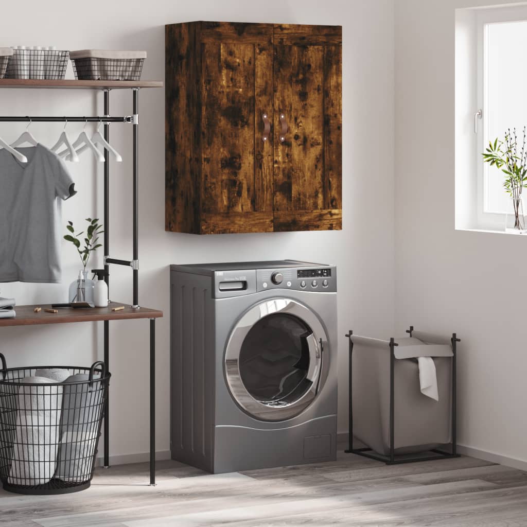 Wandkast 69,5x34x90 cm bewerkt hout gerookt eikenkleurig is nu te koop bij PeponiXL, paradijselijk wonen!