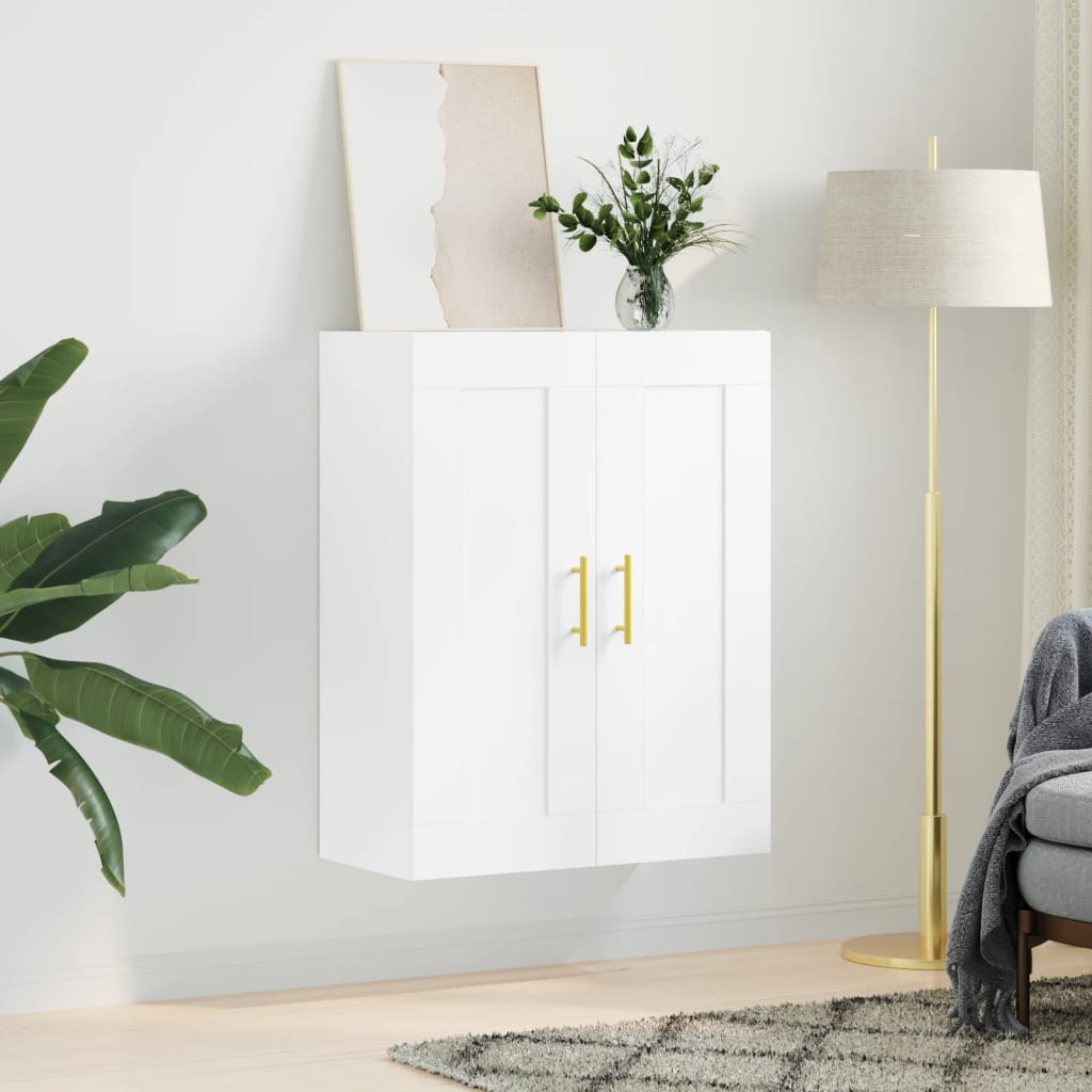 Wandkast 69,5x34x90 cm bewerkt hout wit is nu te koop bij PeponiXL, paradijselijk wonen!