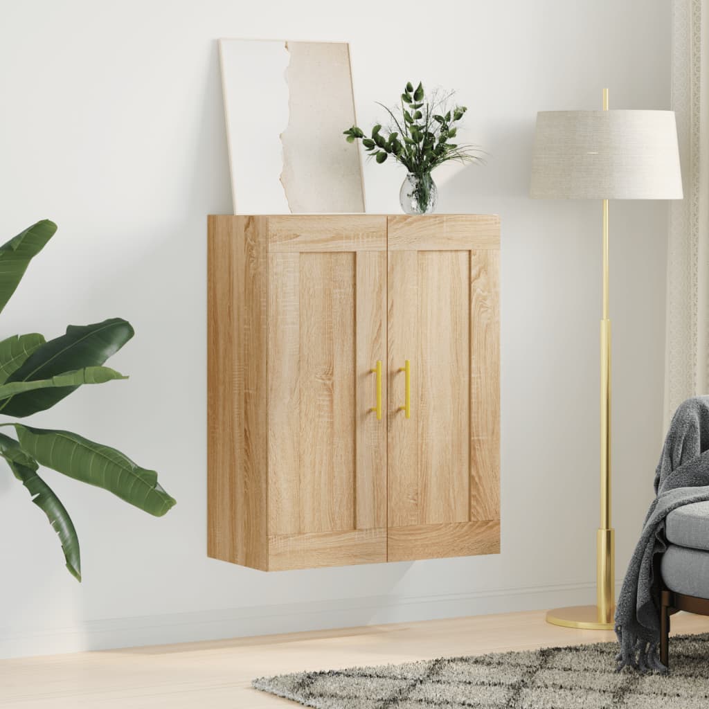 Wandkast 69,5x34x90 cm bewerkt hout sonoma eikenkleurig is nu te koop bij PeponiXL, paradijselijk wonen!