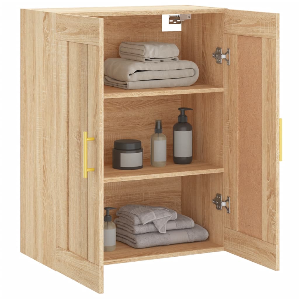 Wandkast 69,5x34x90 cm bewerkt hout sonoma eikenkleurig is nu te koop bij PeponiXL, paradijselijk wonen!