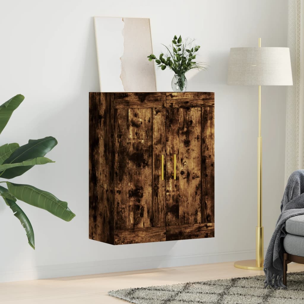 Wandkast 69,5x34x90 cm bewerkt hout gerookt eikenkleurig is nu te koop bij PeponiXL, paradijselijk wonen!