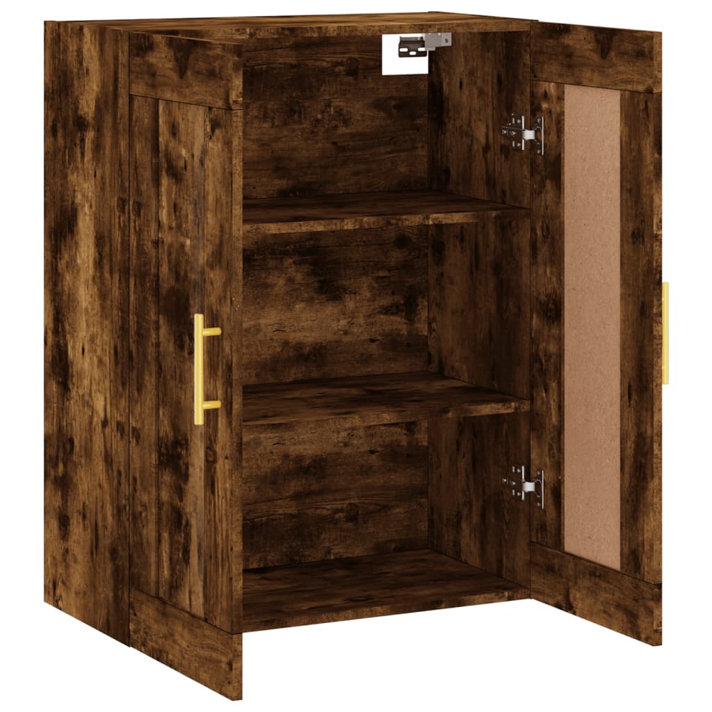 Wandkast 69,5x34x90 cm bewerkt hout gerookt eikenkleurig is nu te koop bij PeponiXL, paradijselijk wonen!