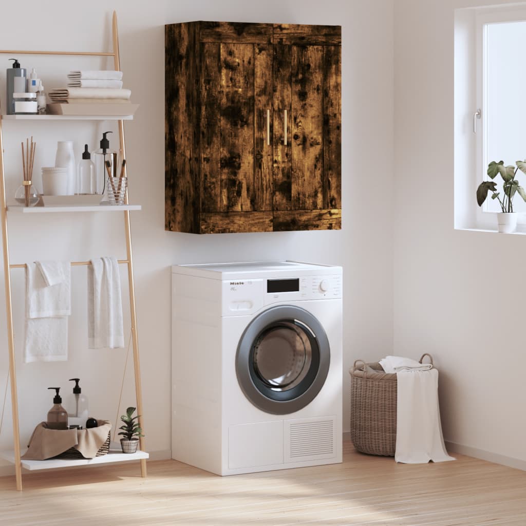 Wandkast 69,5x34x90 cm bewerkt hout gerookt eikenkleurig is nu te koop bij PeponiXL, paradijselijk wonen!