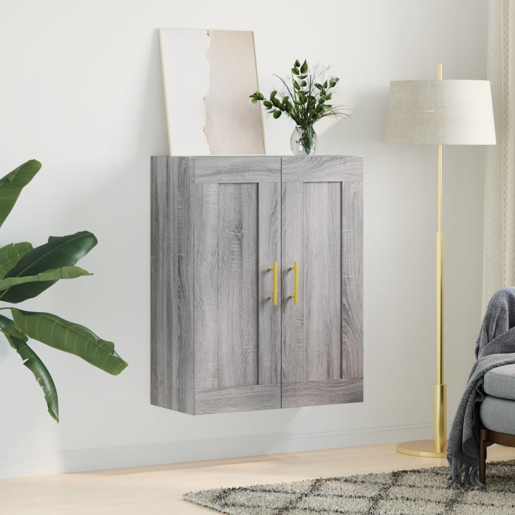 Wandkast 69,5x34x90 cm bewerkt hout grijs sonoma eikenkleurig is nu te koop bij PeponiXL, paradijselijk wonen!