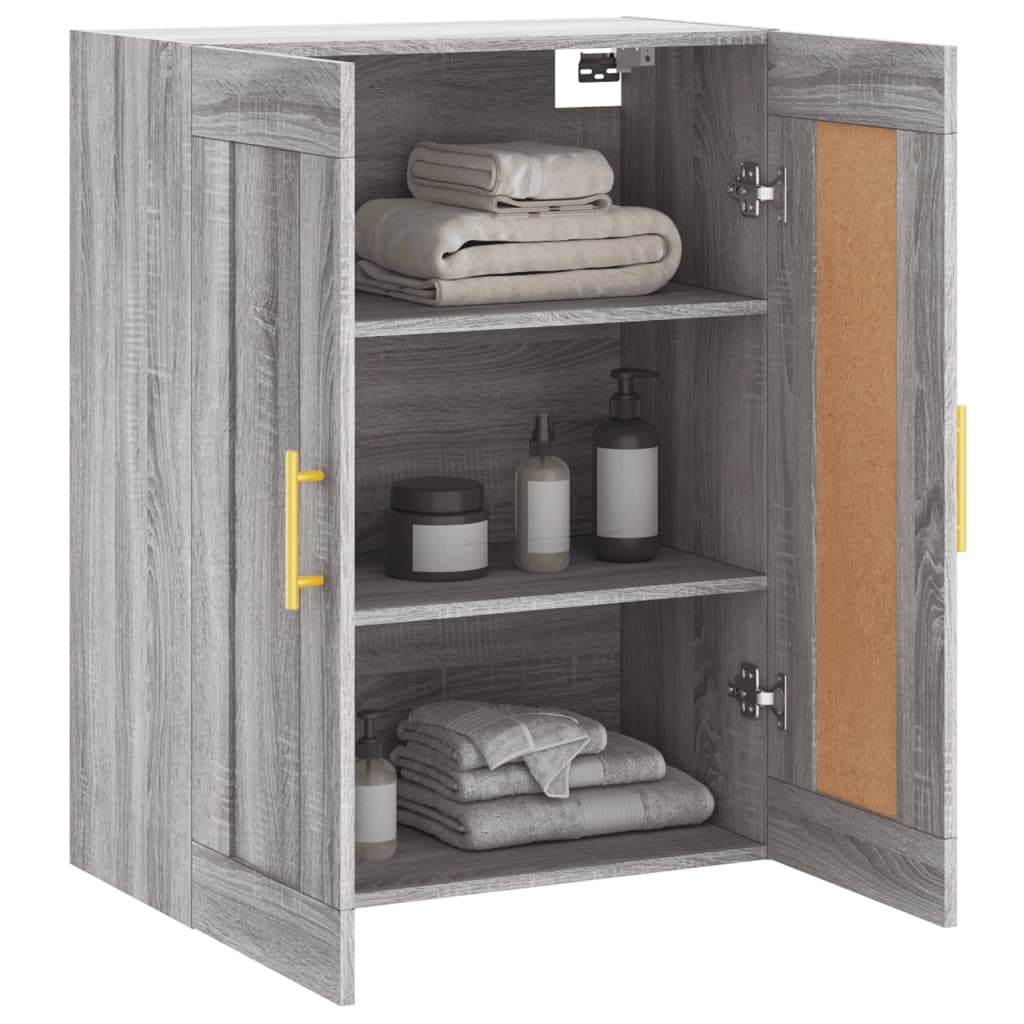 Wandkast 69,5x34x90 cm bewerkt hout grijs sonoma eikenkleurig is nu te koop bij PeponiXL, paradijselijk wonen!