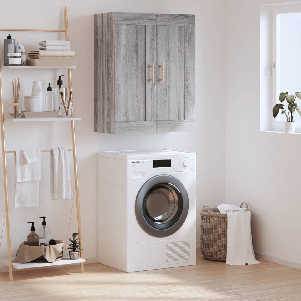 Wandkast 69,5x34x90 cm bewerkt hout grijs sonoma eikenkleurig is nu te koop bij PeponiXL, paradijselijk wonen!