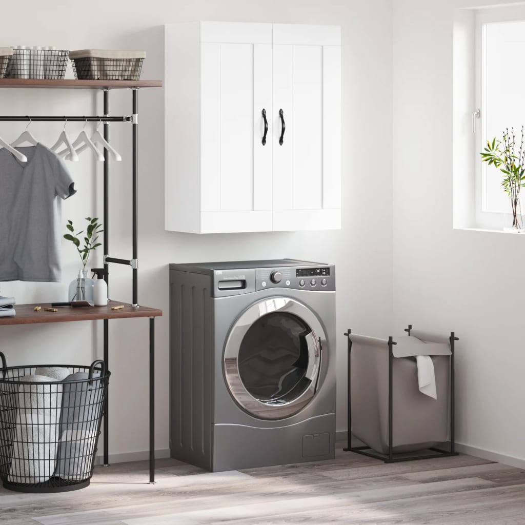 Wandkast 69,5x34x90 cm bewerkt hout wit is nu te koop bij PeponiXL, paradijselijk wonen!