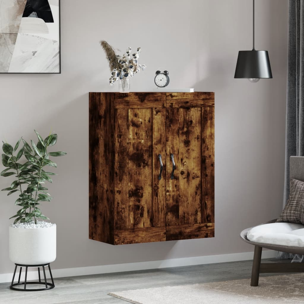 Wandkast 69,5x34x90 cm bewerkt hout gerookt eikenkleurig is nu te koop bij PeponiXL, paradijselijk wonen!