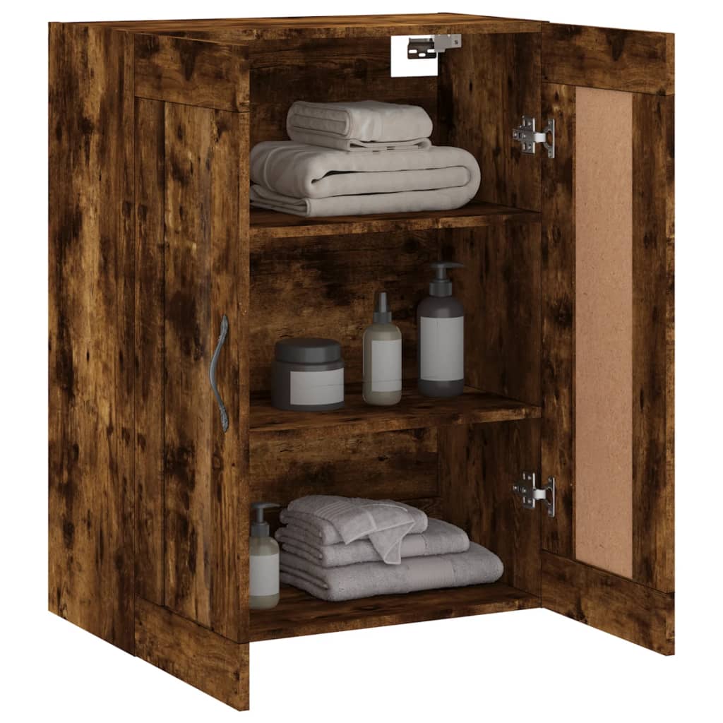 Wandkast 69,5x34x90 cm bewerkt hout gerookt eikenkleurig is nu te koop bij PeponiXL, paradijselijk wonen!