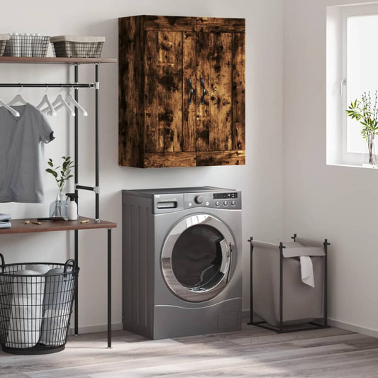 Wandkast 69,5x34x90 cm bewerkt hout gerookt eikenkleurig is nu te koop bij PeponiXL, paradijselijk wonen!