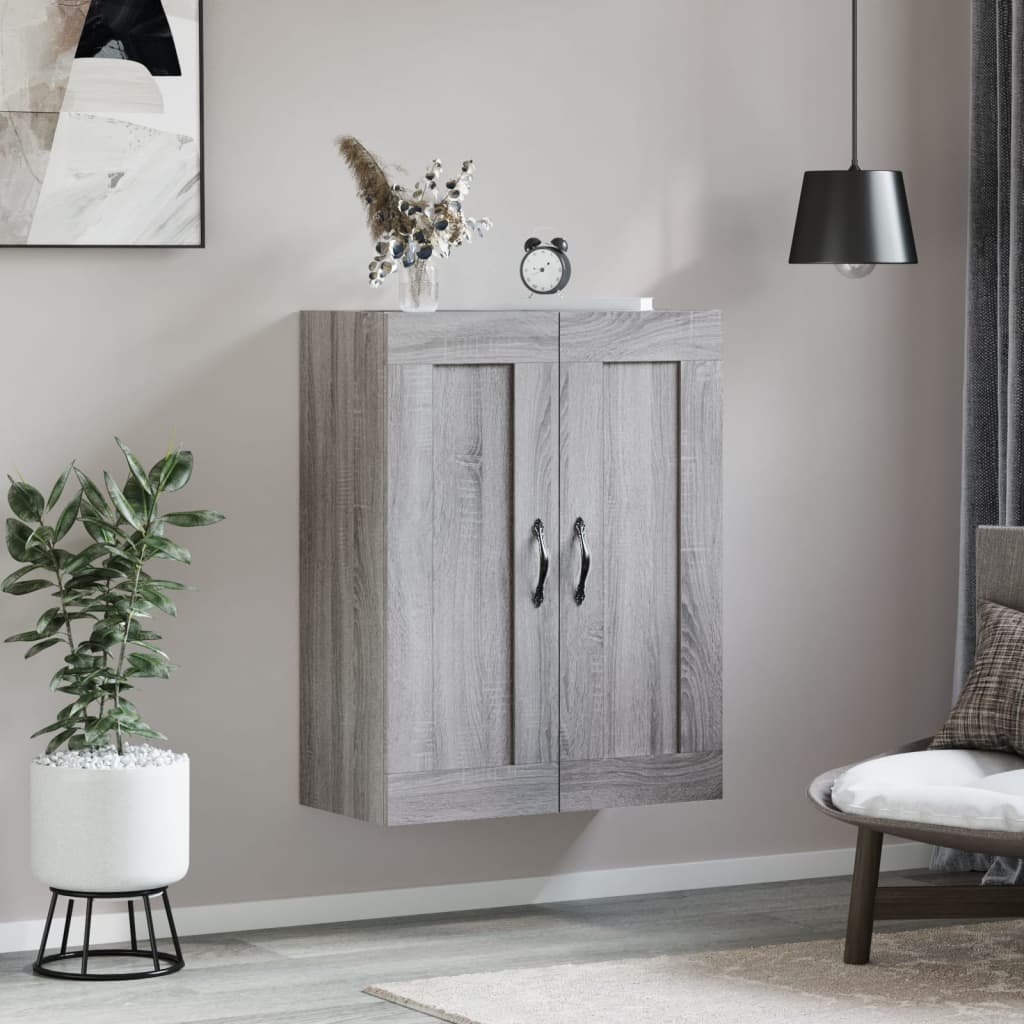 Wandkast 69,5x34x90 cm bewerkt hout grijs sonoma eikenkleurig is nu te koop bij PeponiXL, paradijselijk wonen!