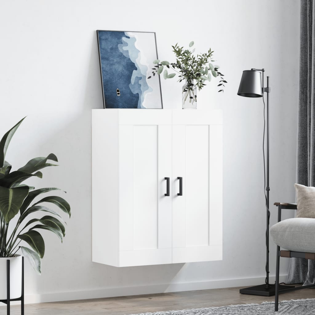 Wandkast 69,5x34x90 cm bewerkt hout wit is nu te koop bij PeponiXL, paradijselijk wonen!
