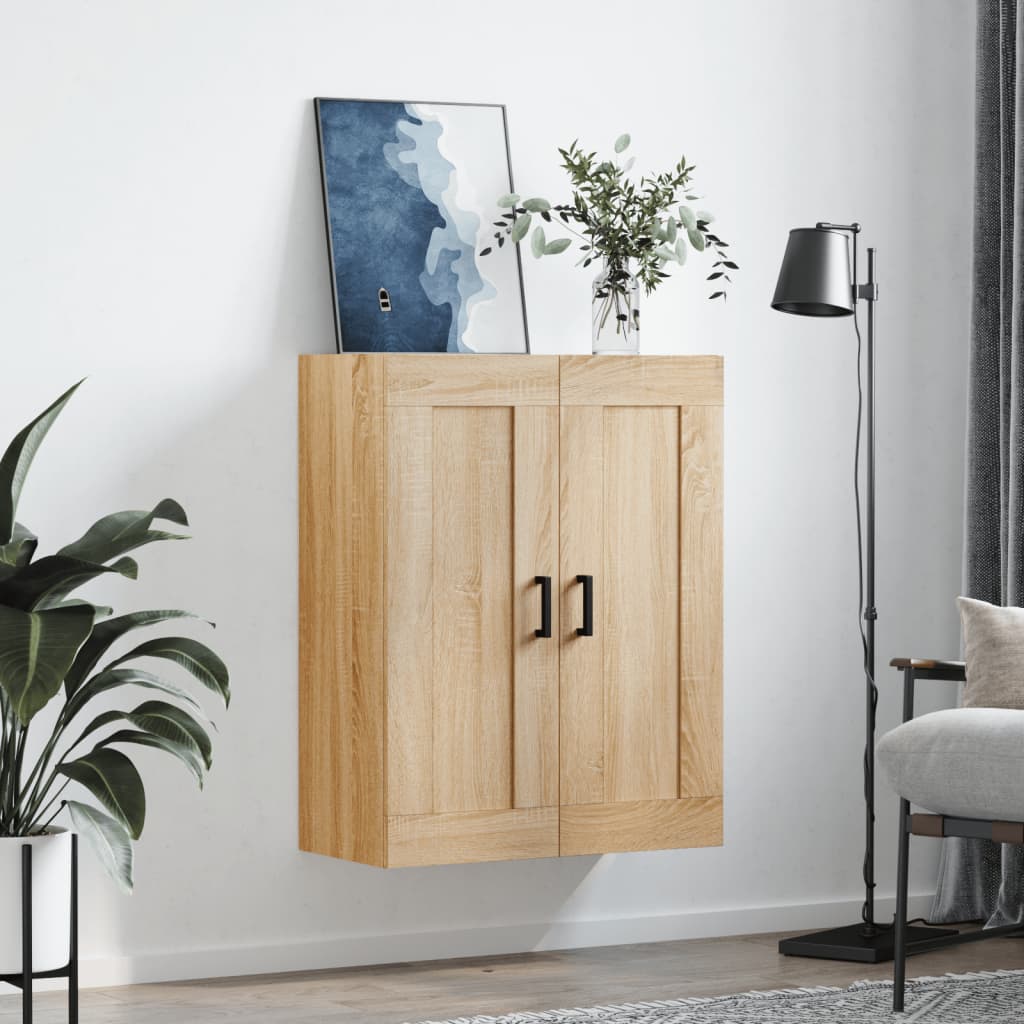 Wandkast 69,5x34x90 cm bewerkt hout sonoma eikenkleurig is nu te koop bij PeponiXL, paradijselijk wonen!