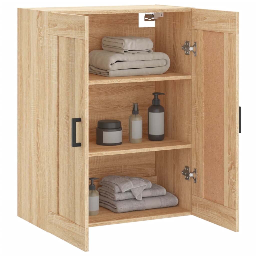 Wandkast 69,5x34x90 cm bewerkt hout sonoma eikenkleurig is nu te koop bij PeponiXL, paradijselijk wonen!