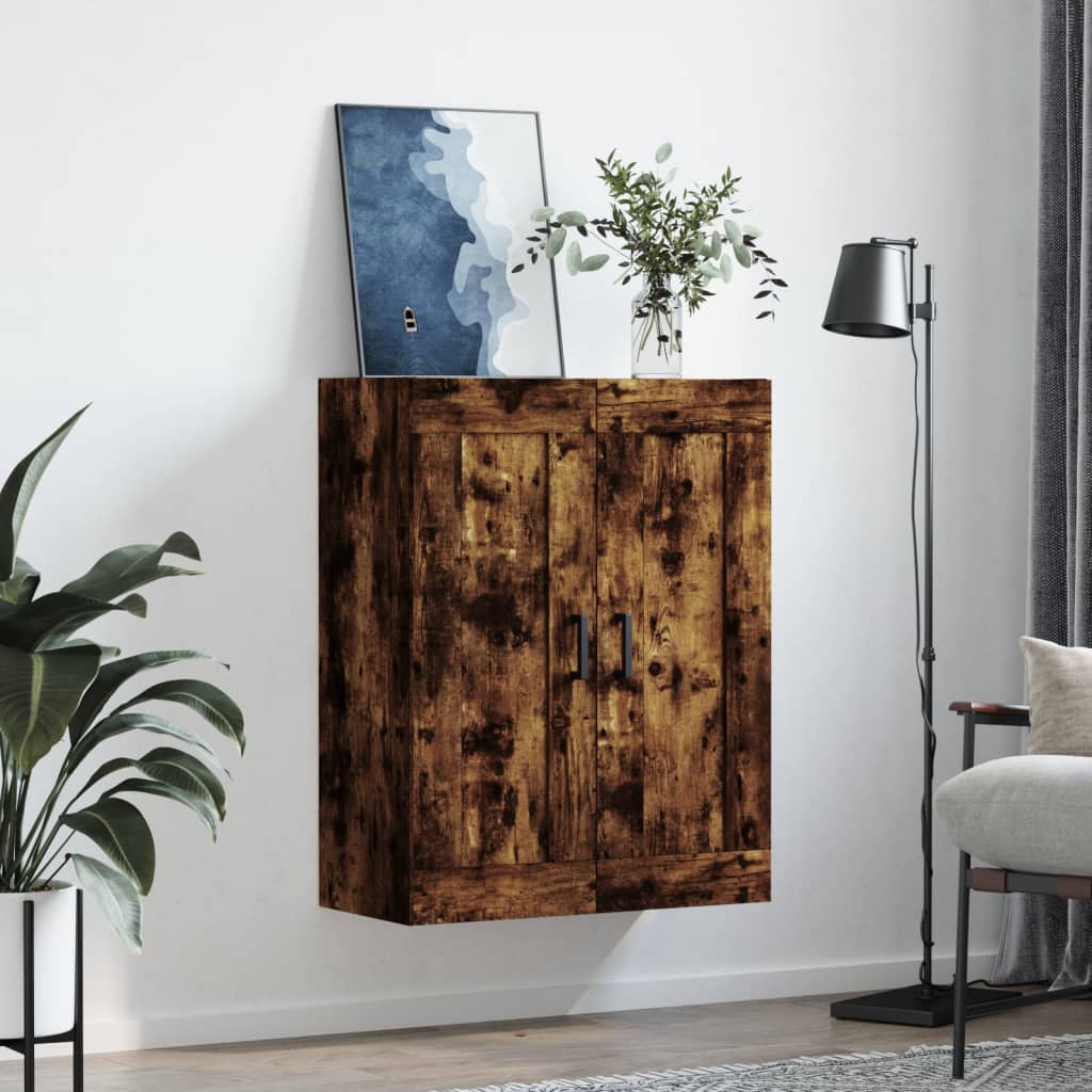Wandkast 69,5x34x90 cm bewerkt hout gerookt eikenkleurig is nu te koop bij PeponiXL, paradijselijk wonen!