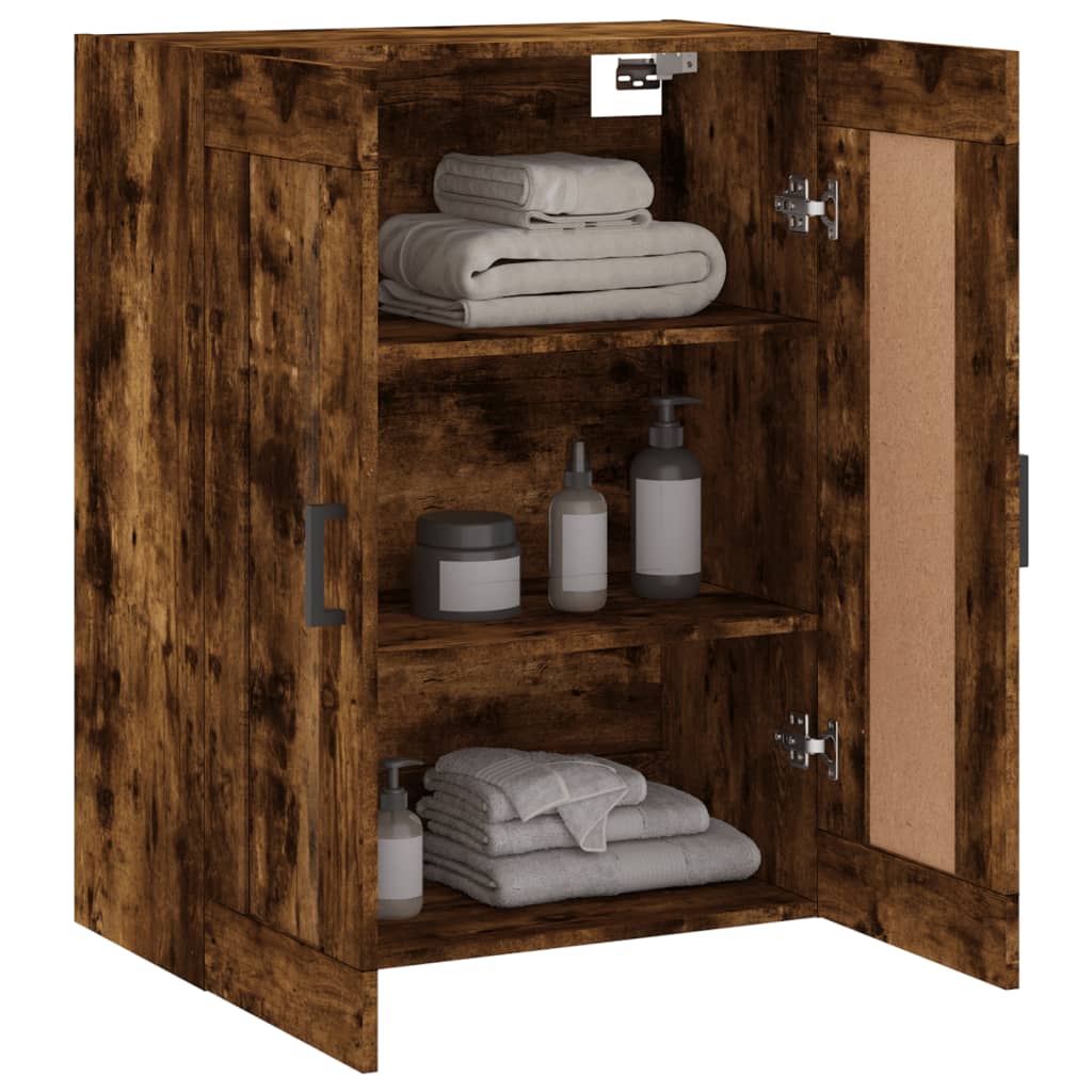 Wandkast 69,5x34x90 cm bewerkt hout gerookt eikenkleurig is nu te koop bij PeponiXL, paradijselijk wonen!