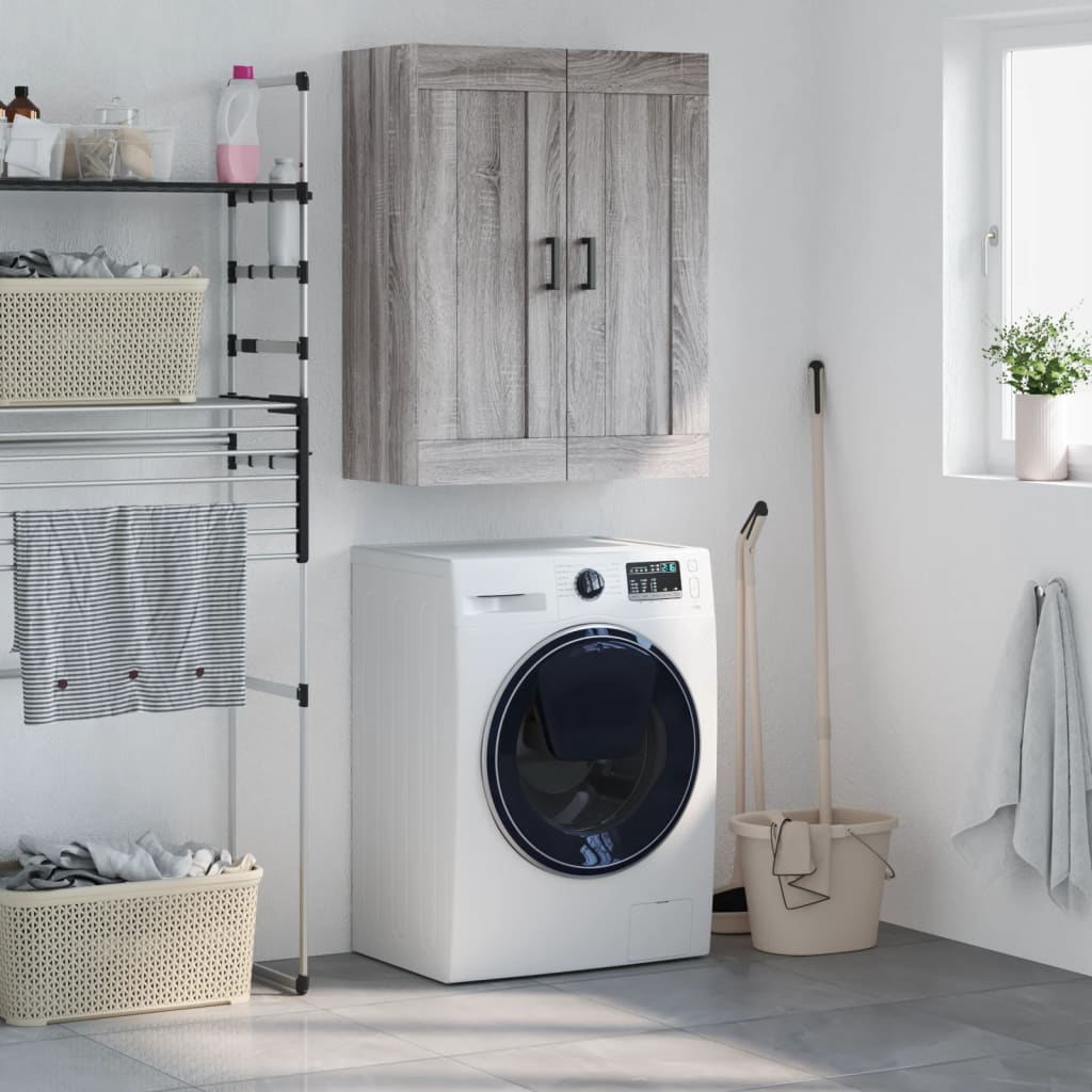 Wandkast 69,5x34x90 cm bewerkt hout grijs sonoma eikenkleurig is nu te koop bij PeponiXL, paradijselijk wonen!