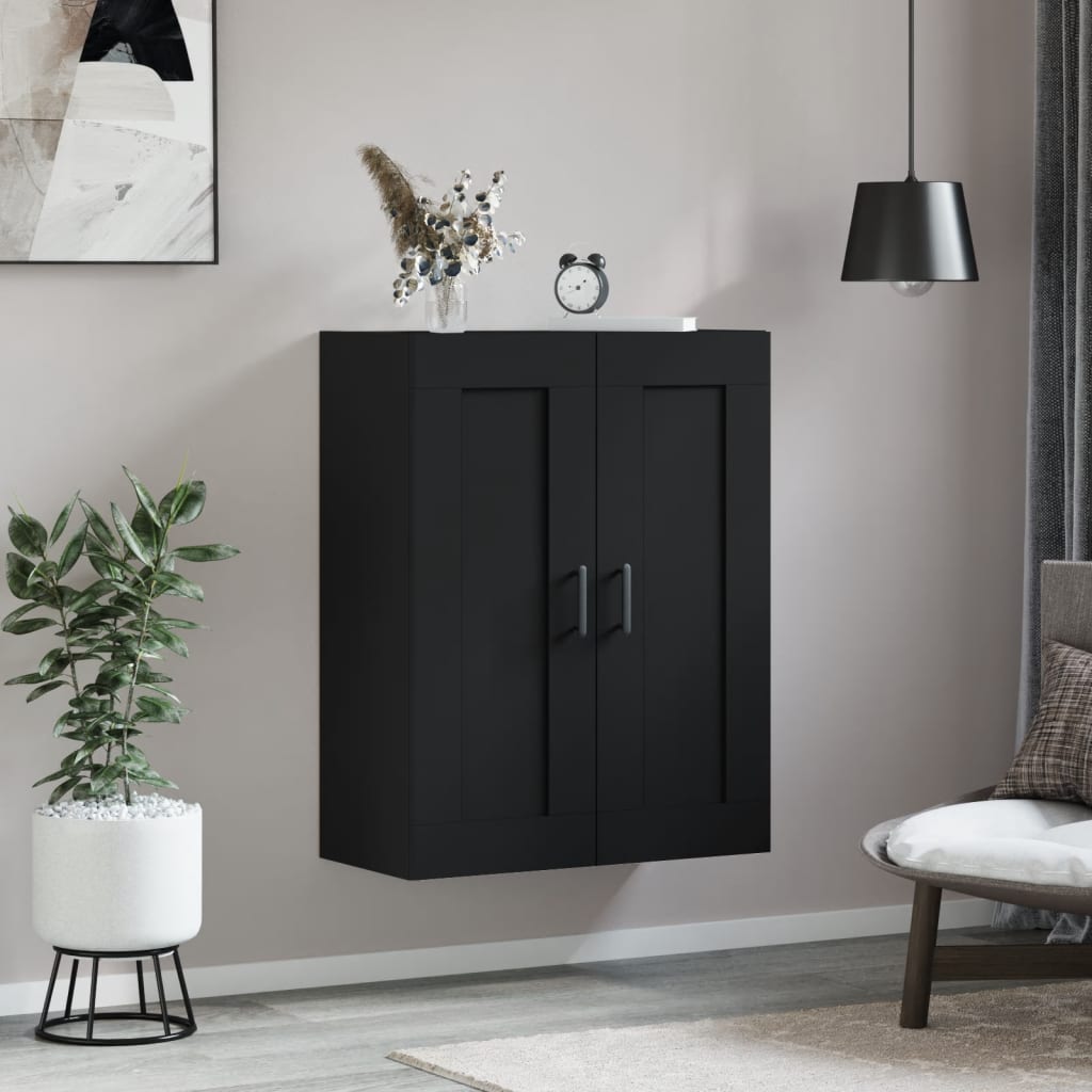 Wandkast 69,5x34x90 cm bewerkt hout zwart is nu te koop bij PeponiXL, paradijselijk wonen!