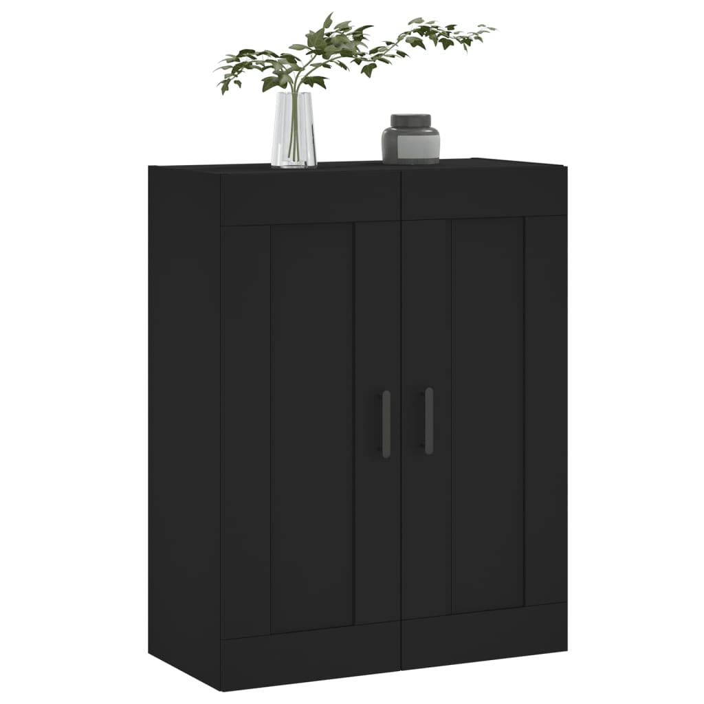 Wandkast 69,5x34x90 cm bewerkt hout zwart is nu te koop bij PeponiXL, paradijselijk wonen!