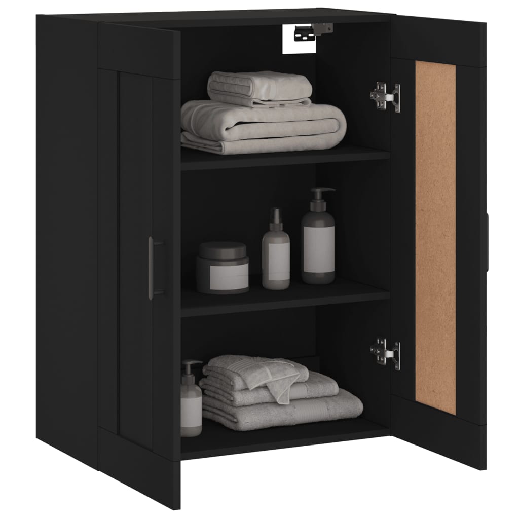 Wandkast 69,5x34x90 cm bewerkt hout zwart is nu te koop bij PeponiXL, paradijselijk wonen!