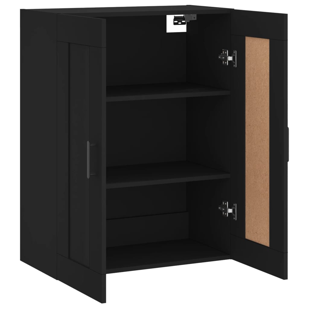 Wandkast 69,5x34x90 cm bewerkt hout zwart is nu te koop bij PeponiXL, paradijselijk wonen!