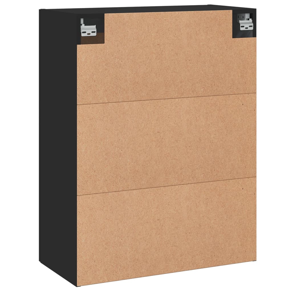 Wandkast 69,5x34x90 cm bewerkt hout zwart is nu te koop bij PeponiXL, paradijselijk wonen!