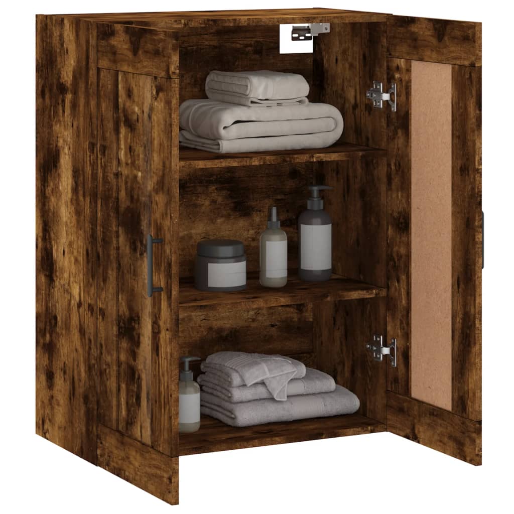 Wandkast 69,5x34x90 cm bewerkt hout gerookt eikenkleurig is nu te koop bij PeponiXL, paradijselijk wonen!