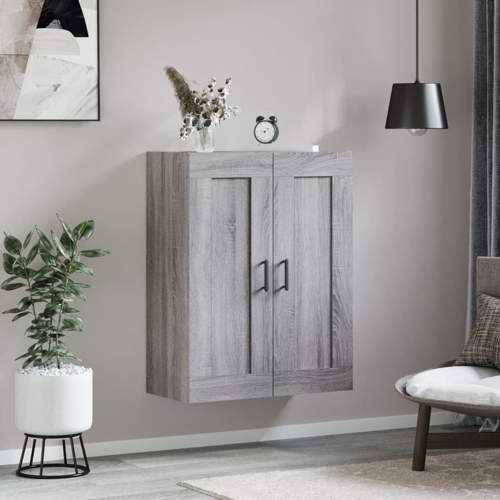 Wandkast 69,5x34x90 cm bewerkt hout grijs sonoma eikenkleurig is nu te koop bij PeponiXL, paradijselijk wonen!