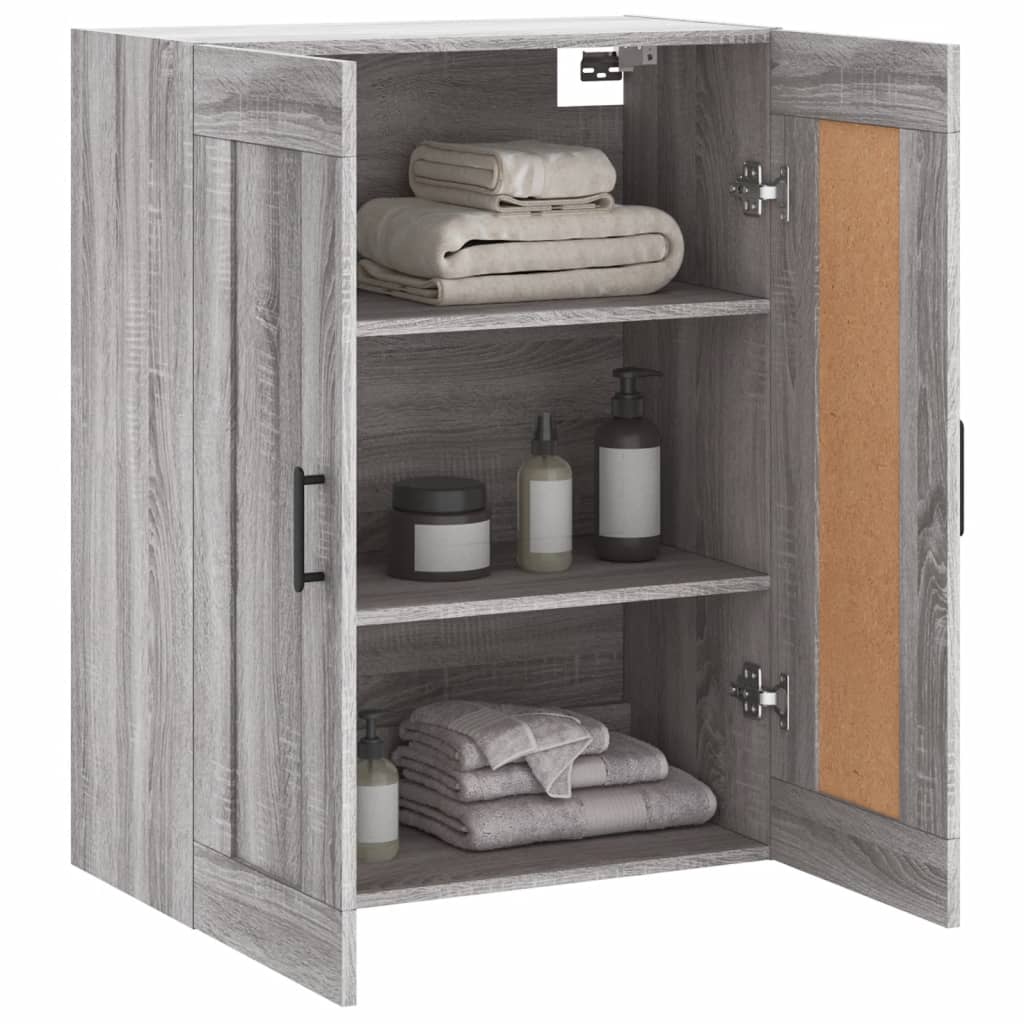 Wandkast 69,5x34x90 cm bewerkt hout grijs sonoma eikenkleurig is nu te koop bij PeponiXL, paradijselijk wonen!