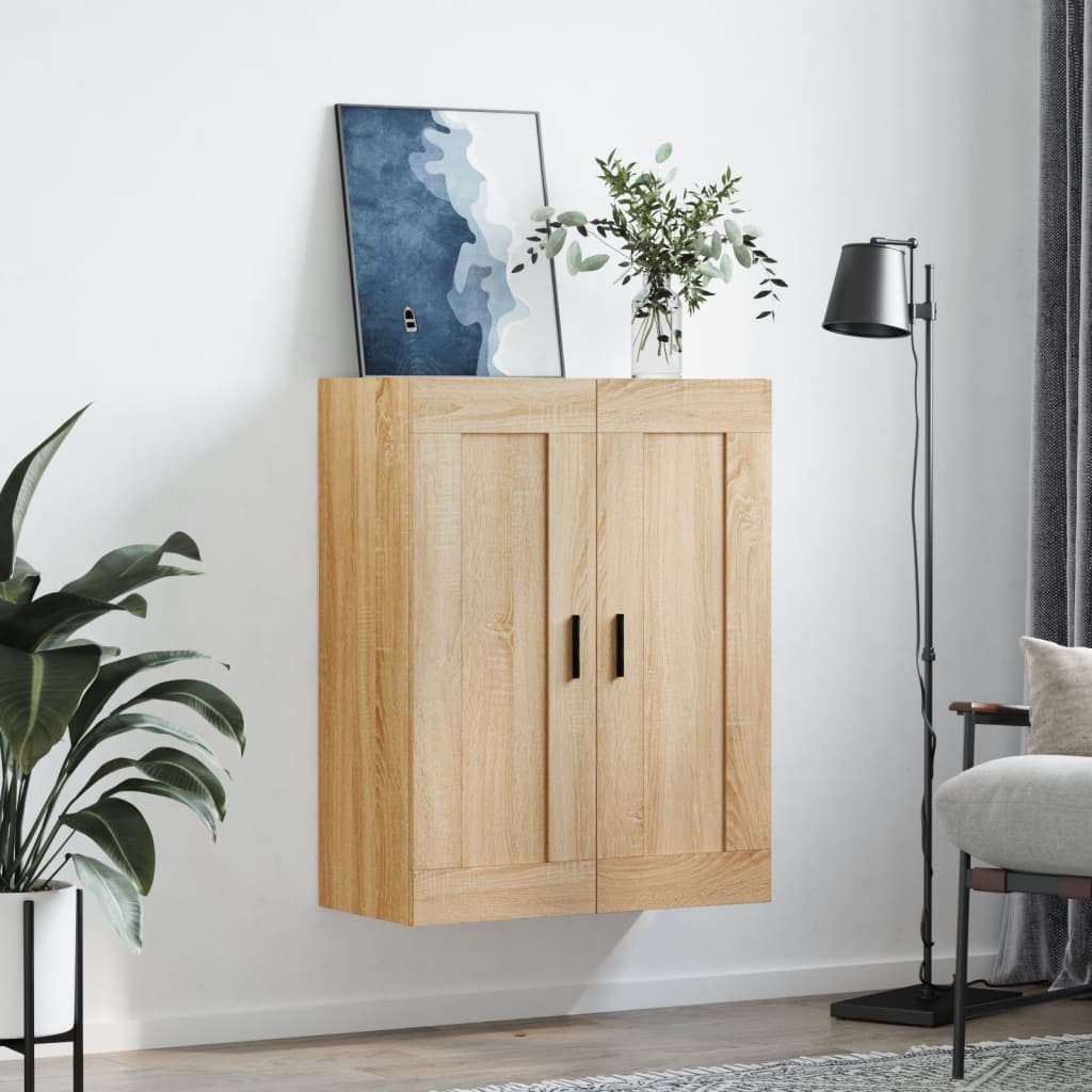 Wandkast 69,5x34x90 cm bewerkt hout sonoma eikenkleurig is nu te koop bij PeponiXL, paradijselijk wonen!