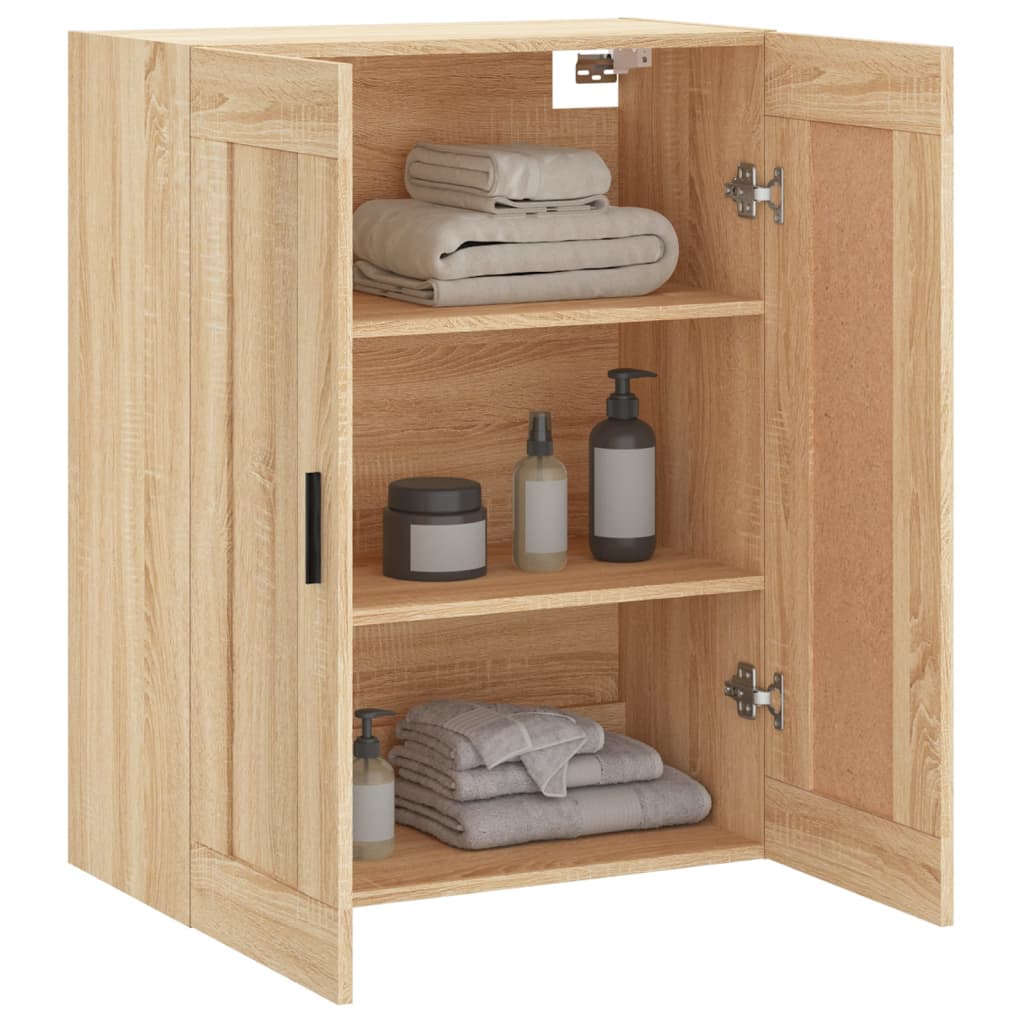 Wandkast 69,5x34x90 cm bewerkt hout sonoma eikenkleurig is nu te koop bij PeponiXL, paradijselijk wonen!