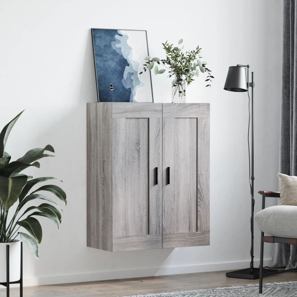Wandkast 69,5x34x90 cm bewerkt hout grijs sonoma eikenkleurig is nu te koop bij PeponiXL, paradijselijk wonen!
