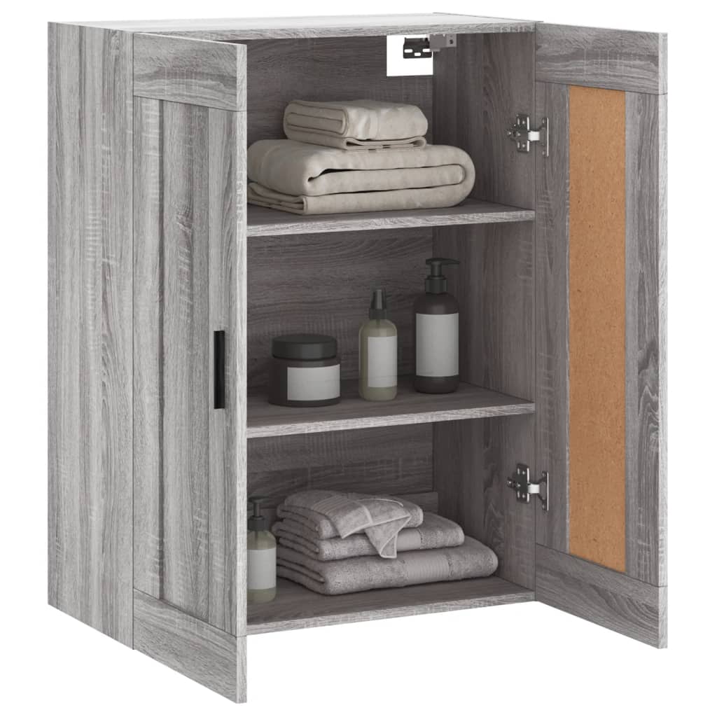 Wandkast 69,5x34x90 cm bewerkt hout grijs sonoma eikenkleurig is nu te koop bij PeponiXL, paradijselijk wonen!