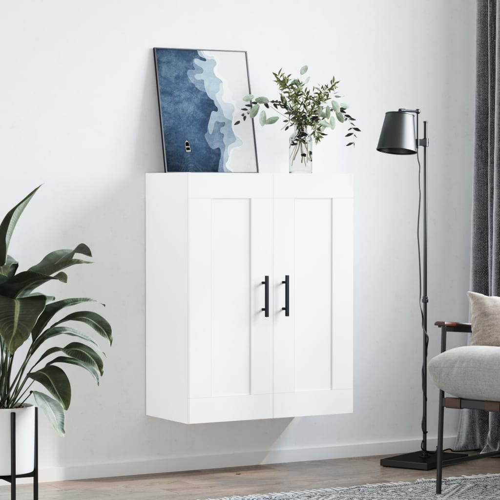 Wandkast 69,5x34x90 cm bewerkt hout wit is nu te koop bij PeponiXL, paradijselijk wonen!