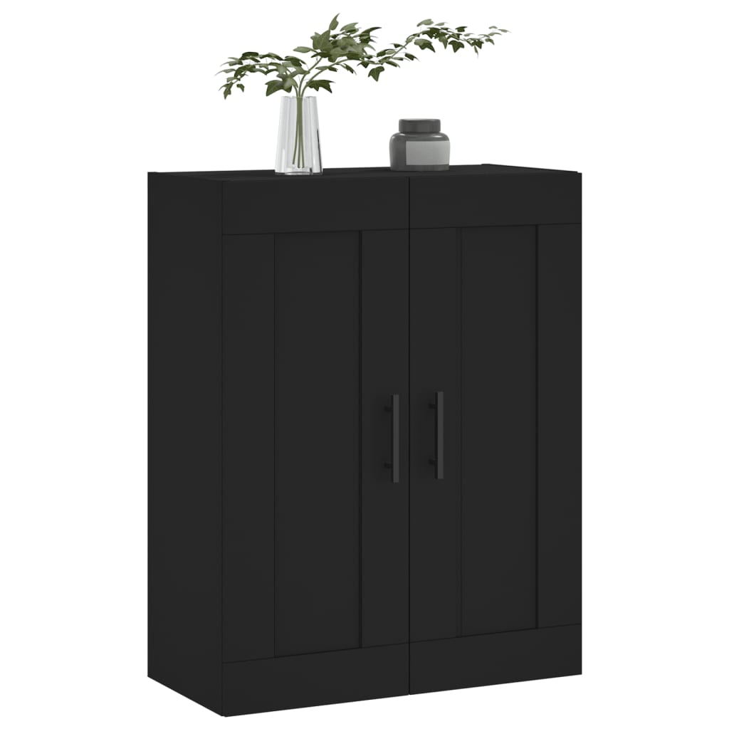 Wandkast 69,5x34x90 cm bewerkt hout zwart is nu te koop bij PeponiXL, paradijselijk wonen!