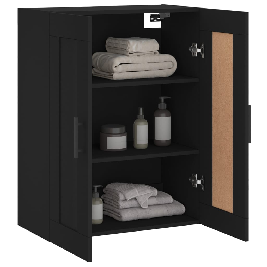Wandkast 69,5x34x90 cm bewerkt hout zwart is nu te koop bij PeponiXL, paradijselijk wonen!