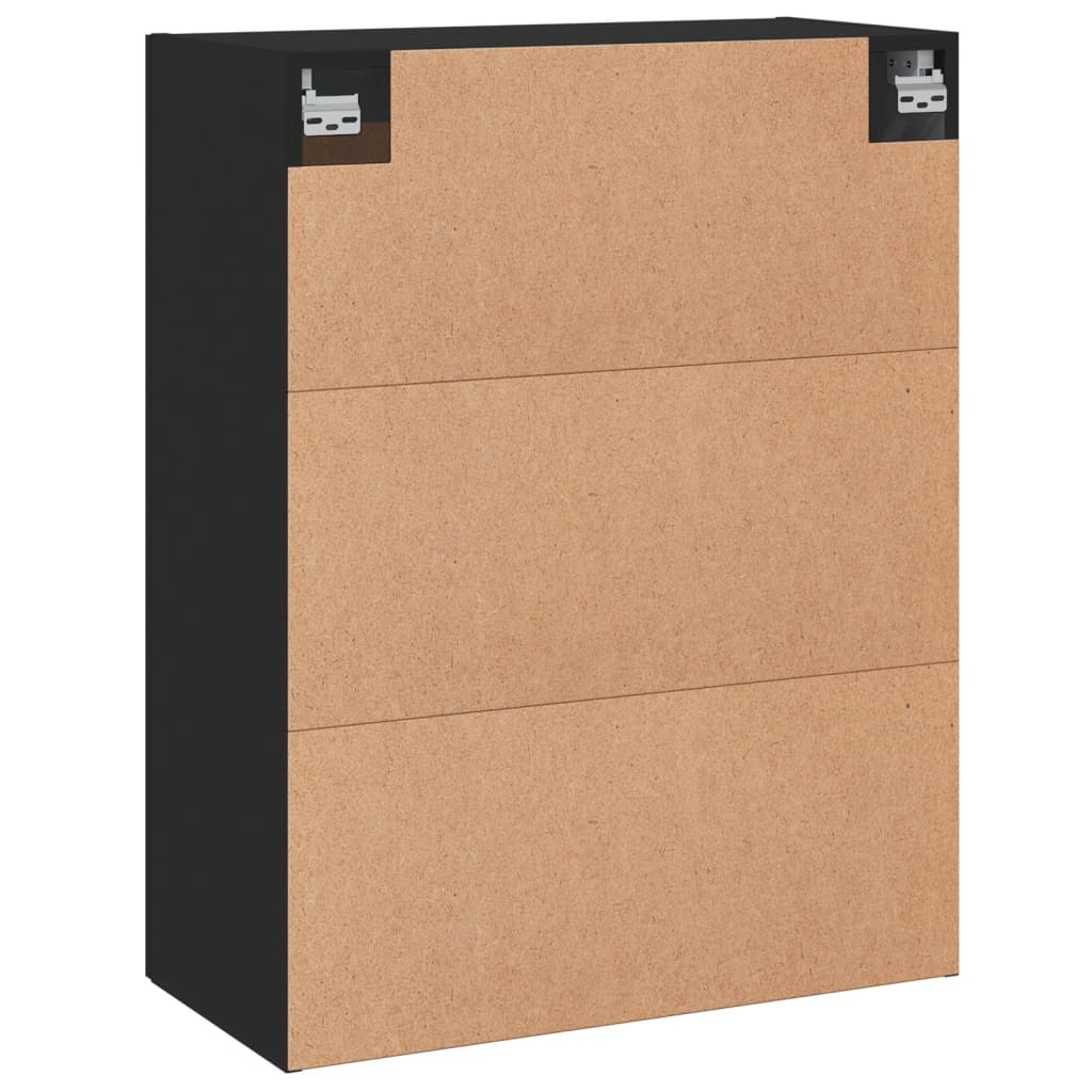 Wandkast 69,5x34x90 cm bewerkt hout zwart is nu te koop bij PeponiXL, paradijselijk wonen!