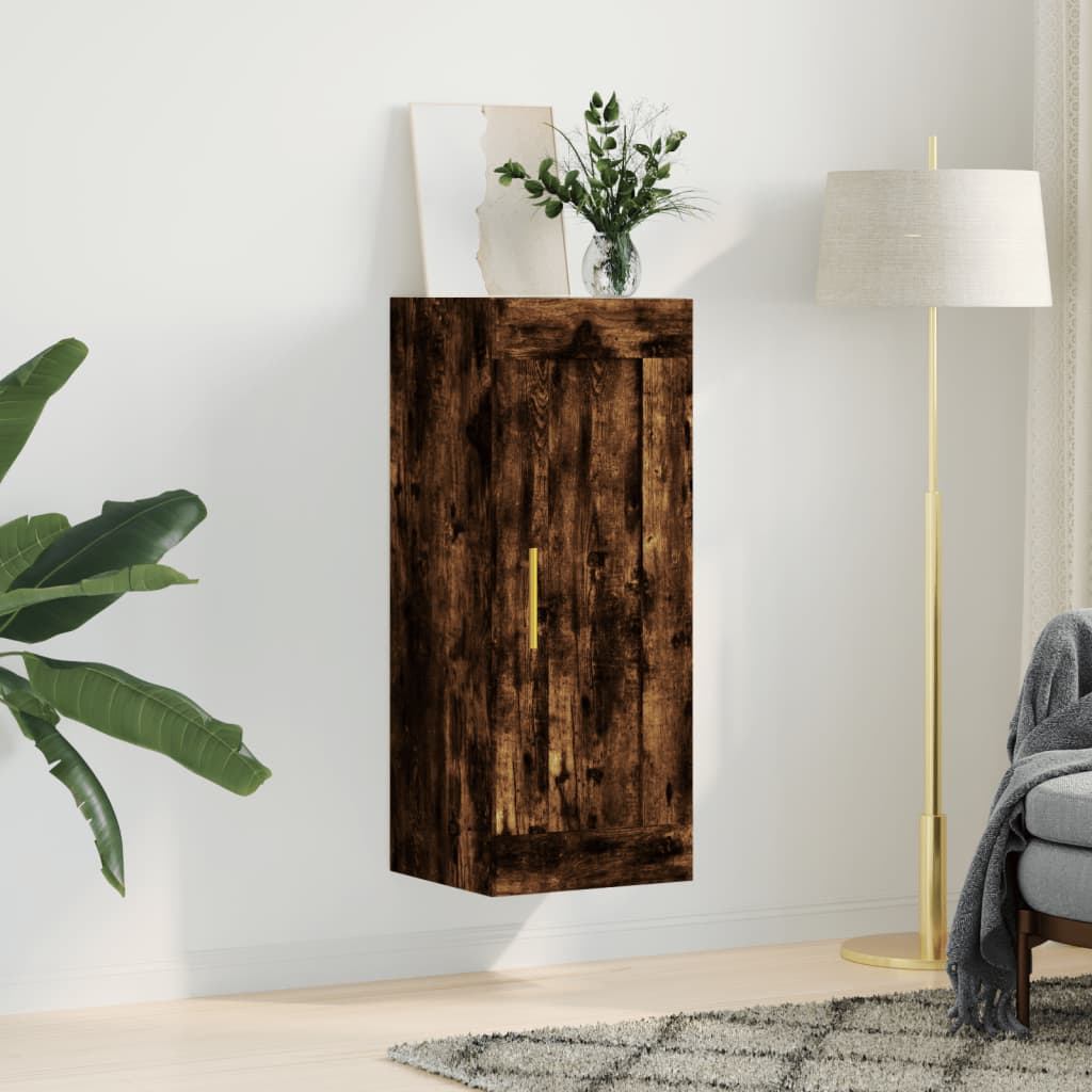 Wandkast 34,5x34x90 cm bewerkt hout gerookt eikenkleurig is nu te koop bij PeponiXL, paradijselijk wonen!