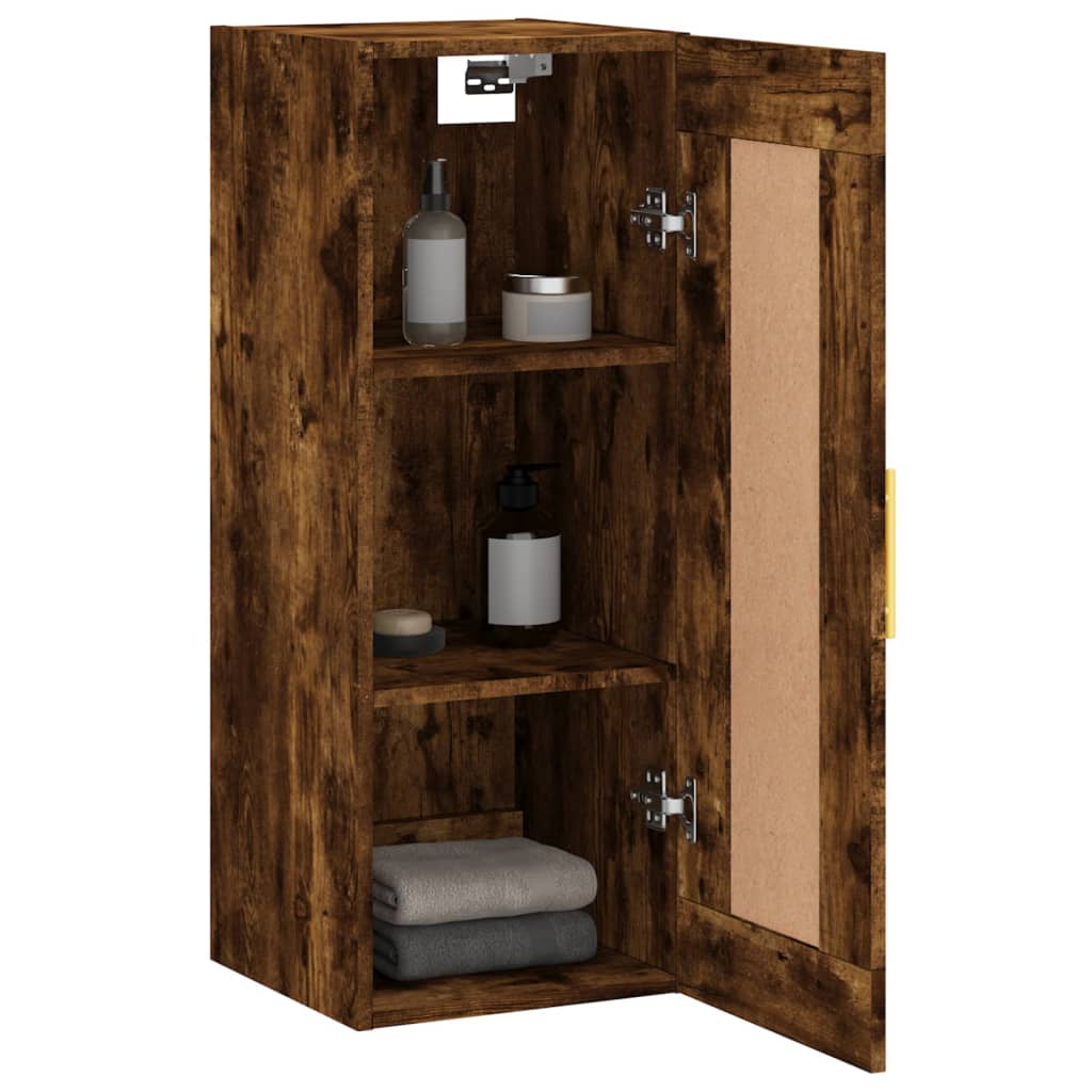 Wandkast 34,5x34x90 cm bewerkt hout gerookt eikenkleurig is nu te koop bij PeponiXL, paradijselijk wonen!